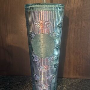 New Starbucks 2022 Spring Mermaid Iridescent Aqua Green Tall Tumbler—Venti